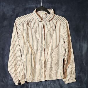 Vintage Grey And Red Striped Blouse